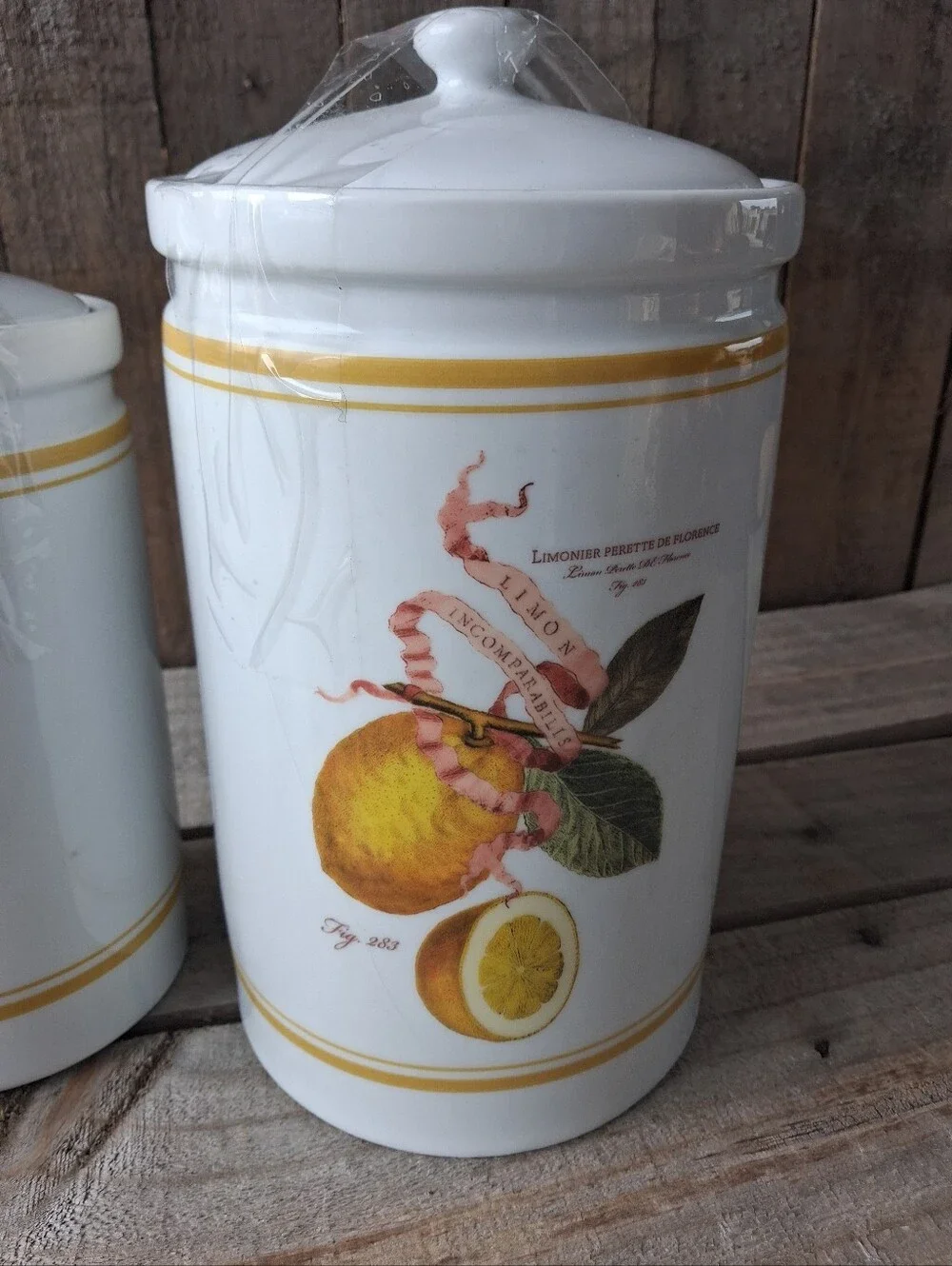 Williams-Sonoma Lemon Botanical 3-Piece Ceramic Canister Set